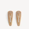 Juego de 2 pinzas con broche Holli XXL para mujer en beige/plata brillante