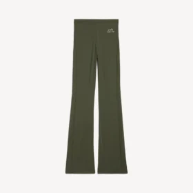 Leggings acampanados de estilo técnico para mujer en color caqui/lima