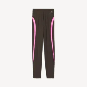 Leggings técnicos para mujer en color marrón caqui/rosa neón