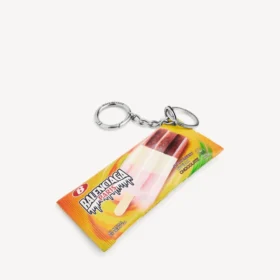 Llavero/colgante para hombre con forma de bolsa de bocadillos en amarillo