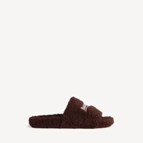 Mules abiertos con pelo para hombre en color châtaigne