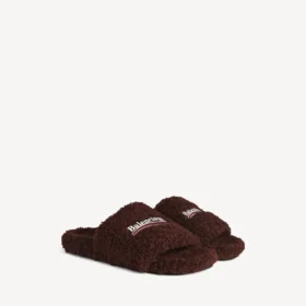 Mules abiertos con pelo para hombre en color châtaigne
