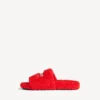 Mules abiertos con pelo para hombre en naranja pop/blanco/rojo