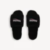 Mules abiertos con pelo para mujer en negro