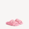 Mules abiertos con pelo para mujer en rosa dulce