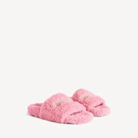 Mules abiertos con pelo para mujer en rosa dulce