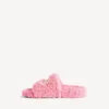 Mules abiertos con pelo para mujer en rosa dulce