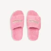 Mules abiertos con pelo para mujer en rosa dulce