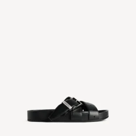 Mules con cinturones para hombre en negro