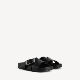 Mules con cinturones para hombre en negro