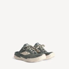 Mules de denim «Hamptons» para mujer en azul/blanco roto