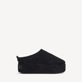 Mules de plataforma blanda «Alaska» para mujer en negro
