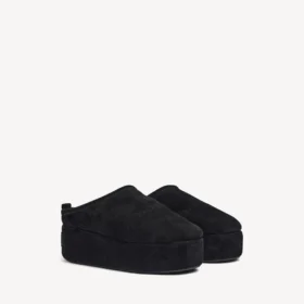 Mules de plataforma blanda «Alaska» para mujer en negro