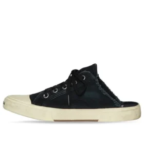 Mules Paris «Algodón desgastado negro y goma blanca» 693952W3RC31090