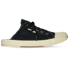 Mules Paris «Algodón desgastado negro y goma blanca» 693952W3RC31090