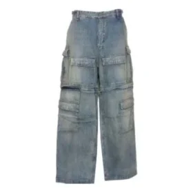 Pantalones cargo de Denim con cremallera de doble sentido de la colección 24SS «Blue» 773759TPW534868