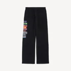 Pantalones de chándal holgados para hombre con diseño de calcomanías en negro