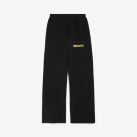 Pantalones de chándal holgados para hombre con diseño de spray desordenado en negro