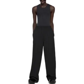 Pantalones de cintura elástica y pierna recta «Negro» 743903TNT391000