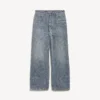 Pantalones de denim holgados para hombre con diseño de puntadas en azul oscuro Pantalones de denim holgados para hombre con diseño de puntadas en azul oscuro