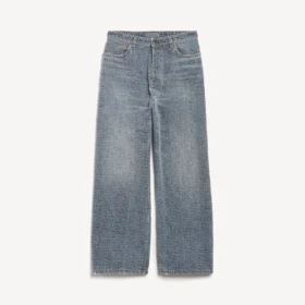 Pantalones de denim holgados para hombre con diseño de puntadas en azul oscuro
