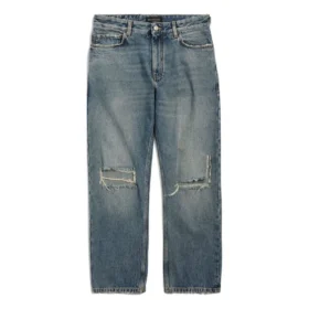 Pantalones de mezclilla rectos desgastados «Azul» 745149THW254245