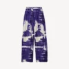 Pantalones de pijama para mujer con estampado de pincel en azul