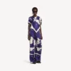 Pantalones de pijama para mujer con estampado de pincel en azul