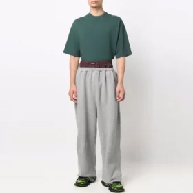 Pantalones de sudadera con doble cintura «Trompe L’oeil» «Rojo Gris» 662627TKM366100