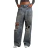 Pantalones holgados con bolsillos remendados «Azul» 751111TDW143359