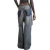 Pantalones holgados con bolsillos remendados «Azul» 751111TDW143359