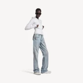 Pantalones rectos de ciudad para mujer en azul claro Pantalones rectos de ciudad para mujer en azul claro