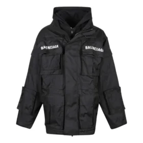 Parka oversize de tela técnica con inserto de jersey «Negro» 746450TOO321000