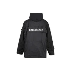 Parka oversize de tela técnica con inserto de jersey «Negro» 746450TOO321000