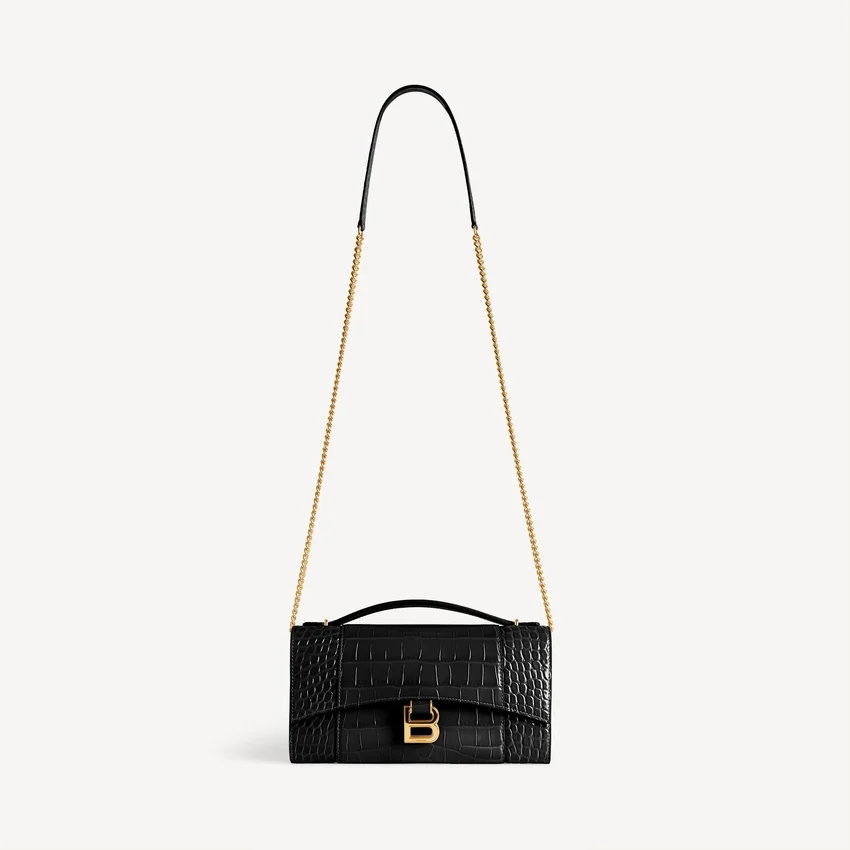 Pochette de mujer con forma de Hourglass y cadena en negro Pochette de mujer con forma de Hourglass y cadena en negro