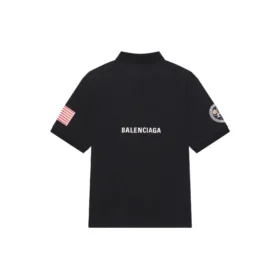 Polos de hombre Balenciaga x NASA Crossover FW21 de algodón con estampado espacial, color liso, negro 662493TKVG11070 Polos de hombre Balenciaga x NASA Crossover FW21 de algodón con estampado espacial, color liso, negro 662493TKVG11070