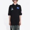 Polos de hombre Balenciaga x NASA Crossover FW21 de algodón con estampado espacial, color liso, negro 662493TKVG11070