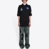 Polos de hombre Balenciaga x NASA Crossover FW21 de algodón con estampado espacial, color liso, negro 662493TKVG11070