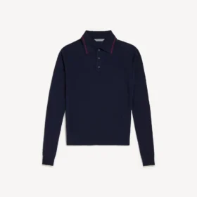 Polos de punto de manga larga para hombre en azul marino Polos de punto de manga larga para hombre en azul marino
