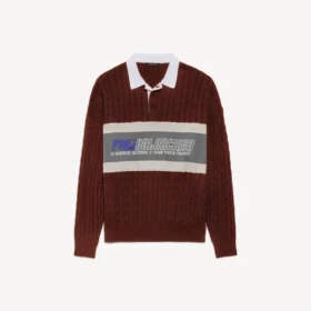 Polos deportivos con parches para hombre en color burdeos/multicolor