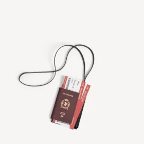 Porta-pasaporte y celular para hombre en color burdeos