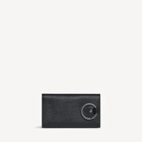 Portamonedas y llavero para hombre con anilla dividida en negro
