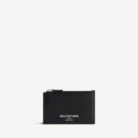 Portatarjetas largo para hombres con compartimento para monedas y tarjetas, en negro