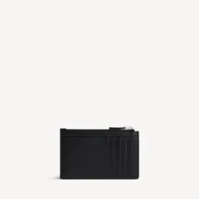 Portatarjetas largo para hombres con compartimento para monedas y tarjetas, en negro