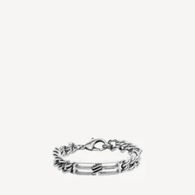 Pulsera gourmette con icono BB Icon en plata envejecida