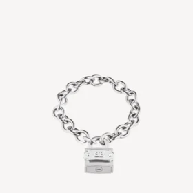 Pulseras con candado en Si bemol, en plata/plata antigua Pulseras con candado en Si bemol, en plata/plata antigua
