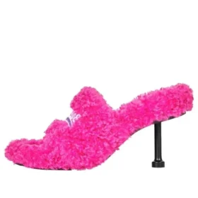 Sandalias de tacones peludas de 80 mm «Rosa» 656632W2DO15096