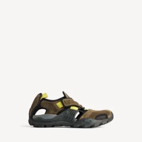 Sandalias deportivas de senderismo para hombre en color topo/negro/amarillo neón
