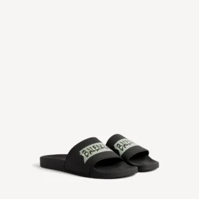 Sandalias tipo chancla de piscina para hombre en negro/blanco