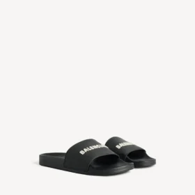 Sandalias tipo chancla de piscina para hombre en negro/blanco